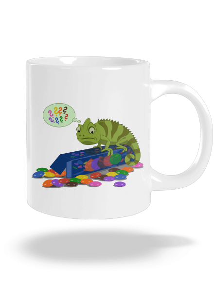 Zmätený chameleón veľký hrnček White