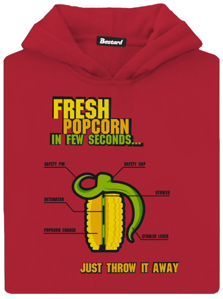 Popcorn grenade detská mikina klokanka Fire Red