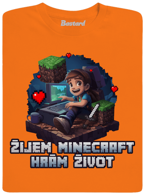 Žijem Minecraft detské tričko Orange