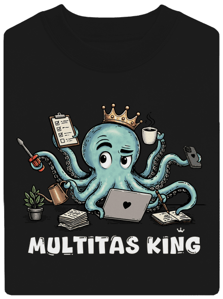Multitas king unisex mikina bez kapucne Black