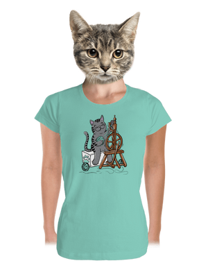 Mačka pradie dámske tričko prémium Mint Mal