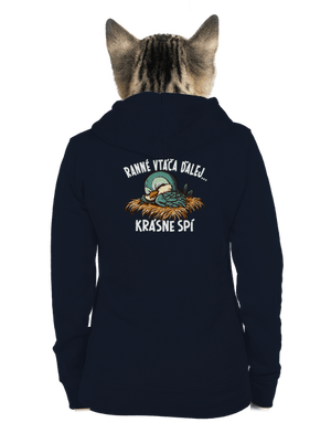 Ranné vtáča spí dámska mikina na zips Navy Mal
