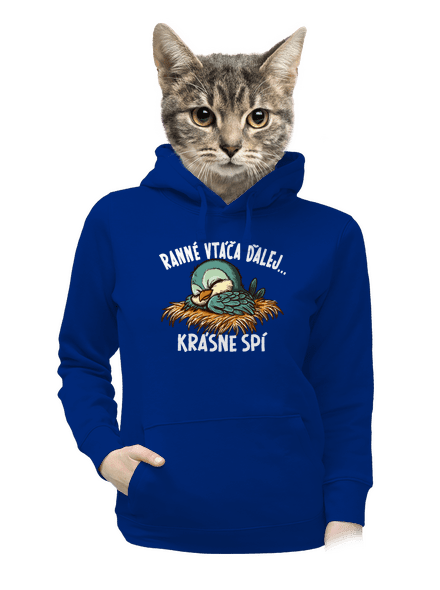 Ranné vtáča spí dámska mikina klokanka Royal Blue Mal