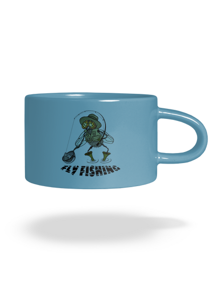 Fly fishing hrnček makronka Blue Macaron