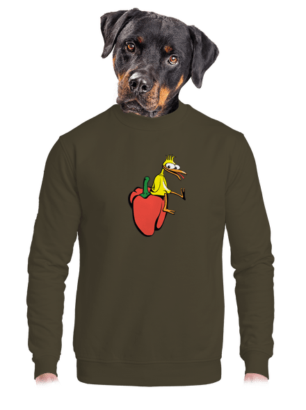 Kura na paprike unisex mikina bez kapucne Urban Khaki