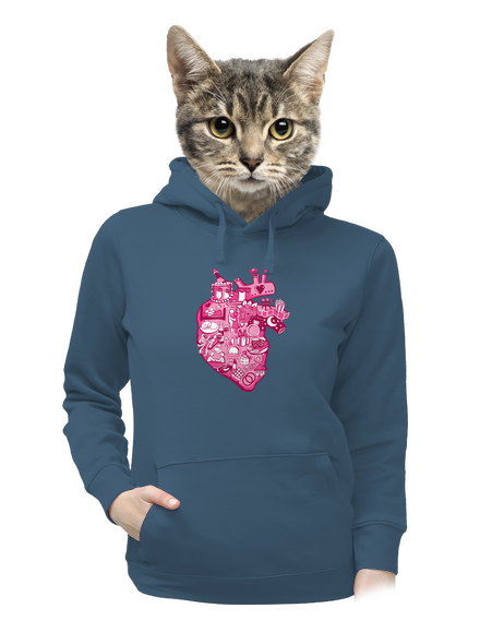 Srdce bije pre dámska mikina klokanka Denim