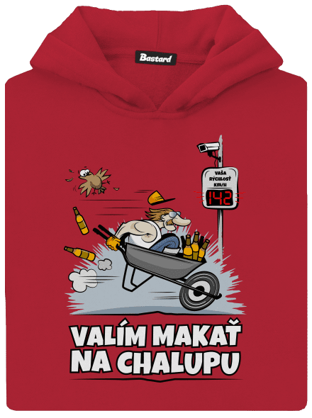 Valím na chalupu detská mikina klokanka Fire Red