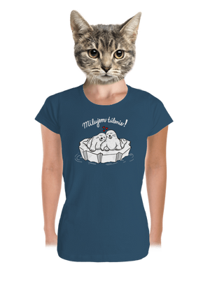 Milujem túlenie dámske tričko prémium Petrol Blue