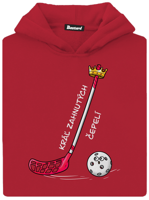 Kráľ zahnutých čepelí - florbal detská mikina klokanka Fire Red