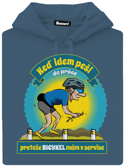 Závislosť na bicykli dámska mikina klokanka Denim