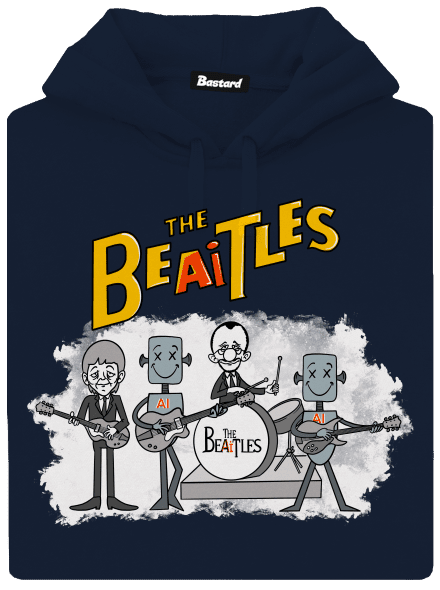 AI Beatles pánska mikina klokanka Navy