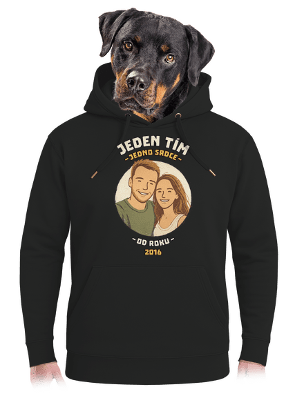 Jeden tím z vlastnej fotky unisex mikina premium Dark Black
