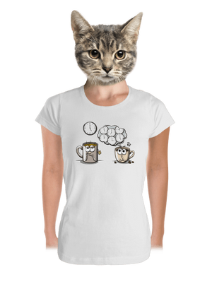 Čaj o piatej, káva stále dámske tričko prémium White