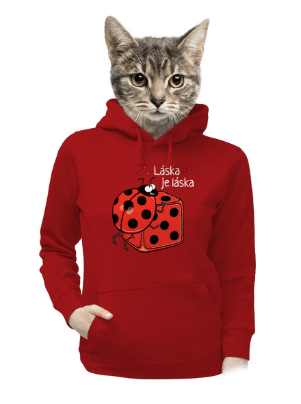 Láska je láska dámska mikina klokanka Red Mal
