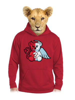 Anjel vs. diabol detská mikina klokanka Fire Red