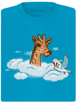 Žirafa v oblakoch dámske športové tričko Blue Atol