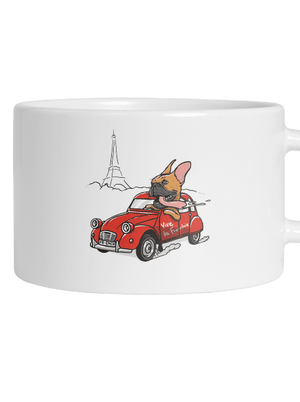 Francúzsky buldoček hrnček makronka White