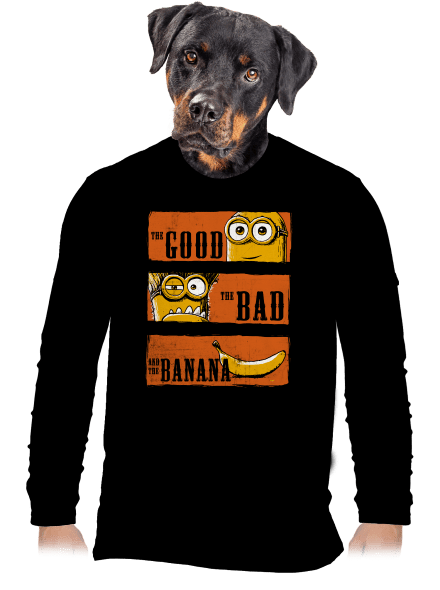 Hodný zlý a banán pánske dlhý rukáv Black