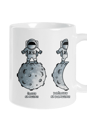 Polčlovek na polmesiaci klasický hrnček White