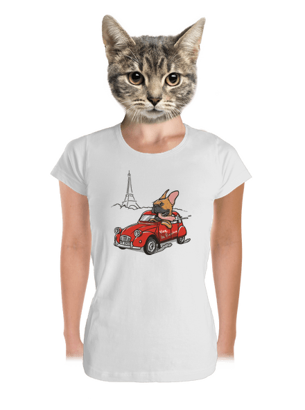 Francúzsky buldoček dámske tričko prémium White