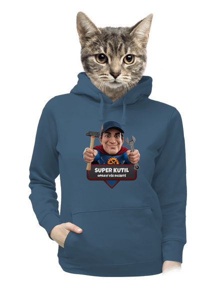 Super otec dámska mikina klokanka Denim