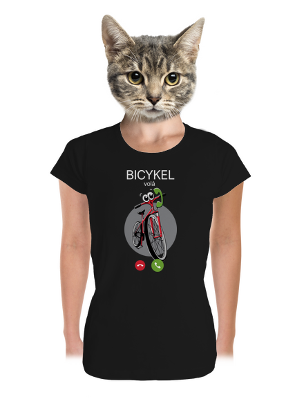 Bicykel volá dámske tričko prémium Black