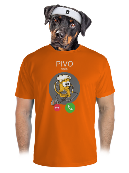 Pívo volá pánske športové tričko Neon Orange