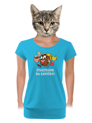 Štartujem na kávičke dámske tričko s lemom Blue Atol