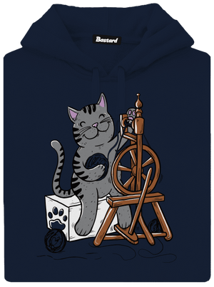 Mačka pradie pánska mikina klokanka Navy