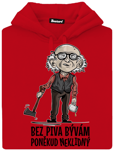Neklidný bez piva pánska mikina klokanka Red