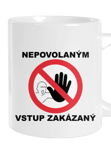 Nepovolaným vstup zakázaný veľký hrnček White