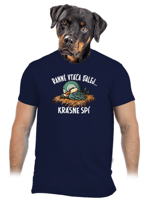 Ranné vtáča spí pánske tričko Navy