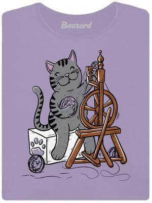 Mačka pradie dámske tričko s lemom Lavender