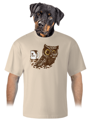 Sova na kofeínu unisex tričko oversized Almond