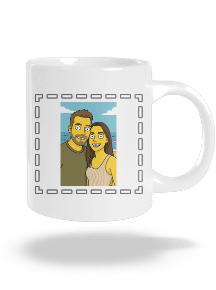 Simpsonovi z vlastnej fotky veľký hrnček White