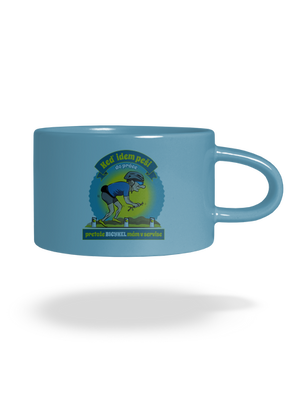 Závislosť na bicykli hrnček makronka Blue Macaron