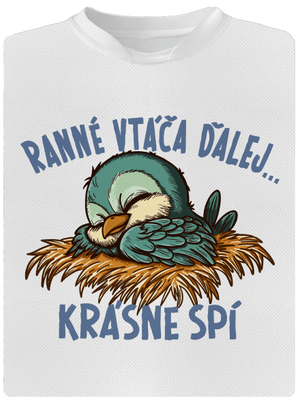 Ranné vtáča spí pánske športové tričko White