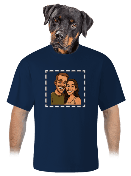 Karikatúra z vlastnej fotky unisex tričko oversized Midnight Blue