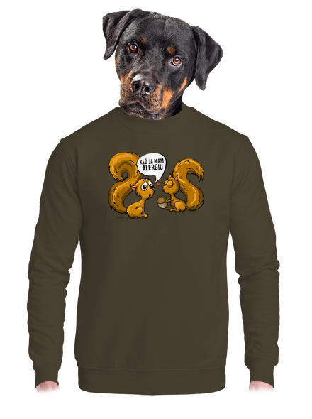 Alergická veverička unisex mikina bez kapucne Urban Khaki