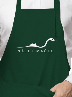 Nájdi mačku zástera Bottle Green