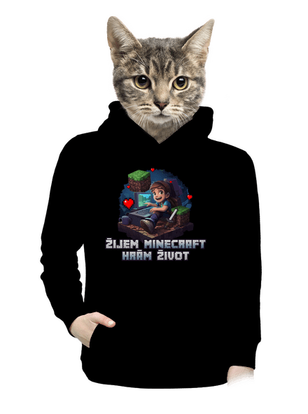 Žijem Minecraft dámska mikina klokanka Black