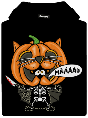 Halloweenská kočička dámska mikina klokanka Black