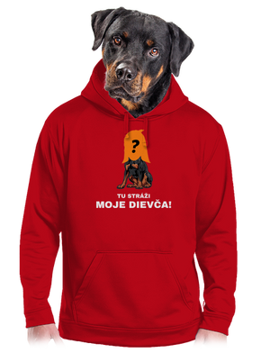 Tu strážim ja pánska mikina klokanka Red