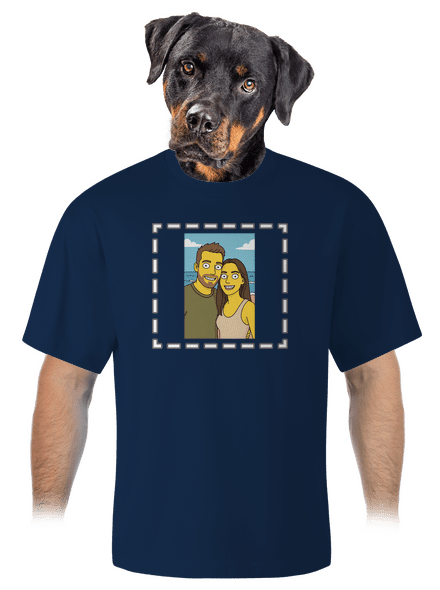 Simpsonovi z vlastnej fotky unisex tričko oversized Midnight Blue