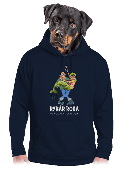 Rybár roka pánska mikina klokanka Navy
