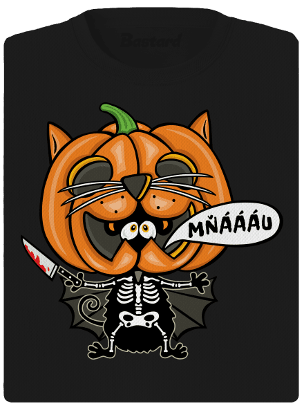 Halloweenská kočička dámske športové tričko Black