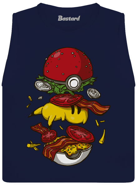 Pokémon burger dámske tielko voľné Navy