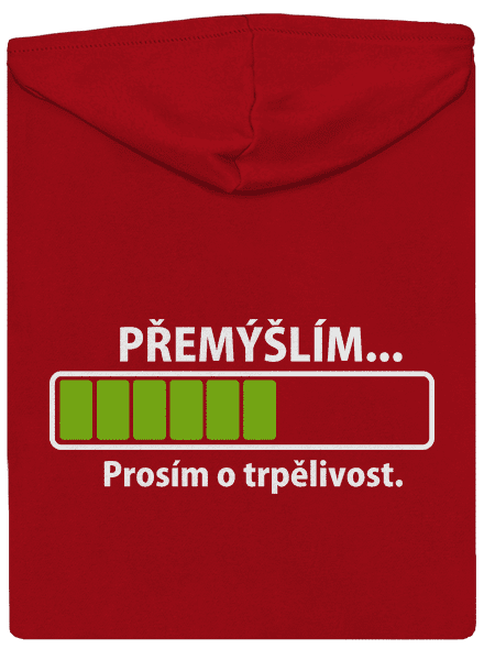 Premýšľam pánska mikina na zips Red