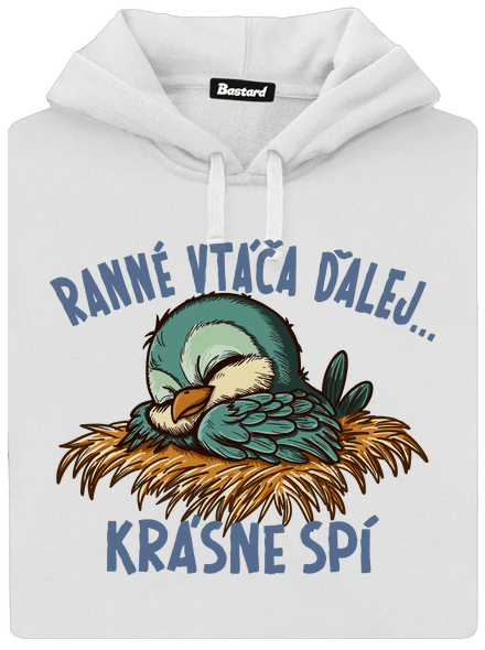 Ranné vtáča spí dámska mikina klokanka White