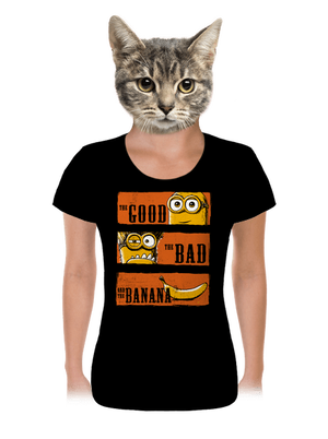 Hodný zlý a banán dámske tričko Black